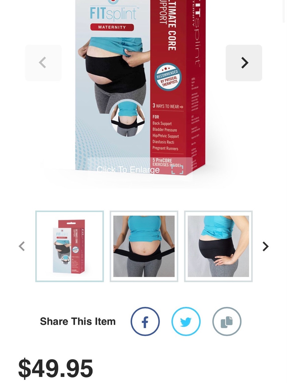 Maternity FITsplint - Ultimate Core Support Band - Small